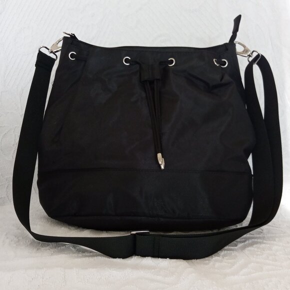 EUC TRAVELON Anti-Theft RFID Crossbody Bucket Bag with Drawstring -- Black - Picture 1 of 8